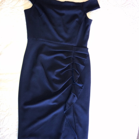 HP! Eliza J Off the Shoulders Navy Dress - Picture 3 of 9